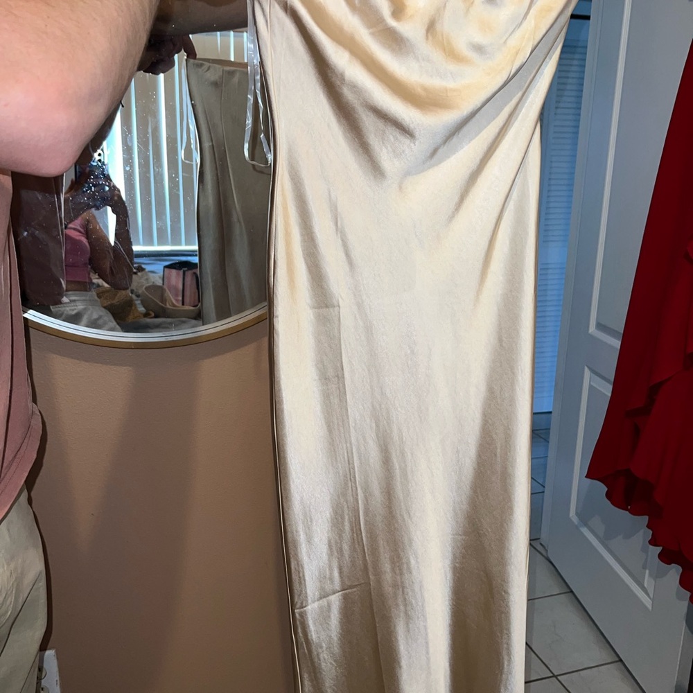 Meshki Cream Satin Dress